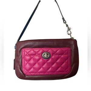 Burgundy Pink Coach Wristlet Baglet Clutch